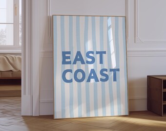 East Coast Print | Coastal Wall Art | Aesthetic Trendy Blue Poster |  Coastal Granddaughter Print | Beachy Wall Art | Cowgirl Aesthetic
