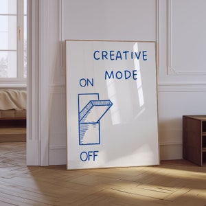 Kreativmodus Wanddruck | Blau Wand Kunst | Retro Trendy Raumdekor | Kreativität Druck | Ästhetische Wandkunst | Kreativität Zitat Poster