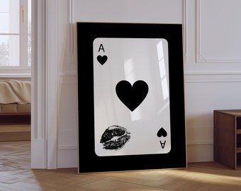 Ace of Hearts Lips Print | Retro Aesthetic Wall Art (Digital Download)