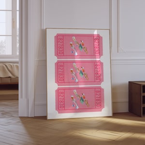 Drink Ticket Print | Trendy Wall Art | Retro Cheers Print | Pink Preppy Poster | Aesthetic Girly Bar Cart Print | Cheers Cocktail Poster