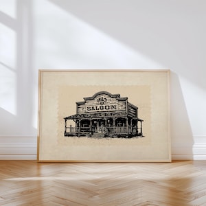 Western Saloon Print | Vintage Rodeo Poster | Retro Aesthetic Cowboy Print | Vintage Southwest Wall Decor | Western Cowboy Print
