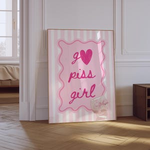 Go Piss Girl Wall Art | Trendy Aesthetic Girly Wall Art | Pop Culture Art | Cute Funny Bathroom Decor | Pink Preppy Print | Coquette Print