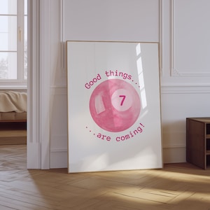 Vintage Pool Ball Print | Good Things Are Coming Print | Affirmation Poster | Trendy Retro Motivational Wall Art | Preppy Aesthetic Print