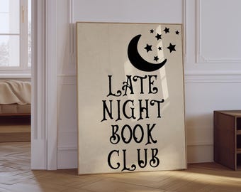 Late Night Book Club Print: Book Lover Physical Poster