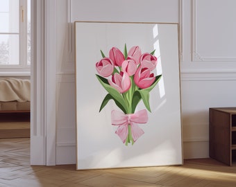 Bukiet różowych tulipanów | Dekoracja pokoju Coquette Girly (do pobrania w wersji cyfrowej)