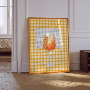 Aperol Spritz Druck | Cocktail-Poster | Trendiger Retro Barwagen Print | Trinken Wandkunst | Küche Alkohol Druck | Orange Küche Physischer Druck