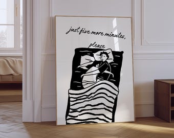 Good night Poster| Stay in Bed Print | Cute Bedroom Wall Art| Bedroom Quote Poster| Mid Century Modern Print | Bedroom Sleep Poster