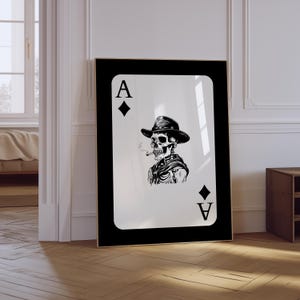 Herz König Spielkarte Druck | Trendy Retro Poster | Schädel Spielkarte Wandkunst | Totenkopf King Print | Bar physischer Druck