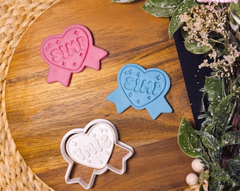 Heart Shaped Cookie Cutter Set | Simp Meme Cookie Molds | Funny Party Cookies | Dough Stamp Designs | Pastry Cutters | E-Girl Gift Set