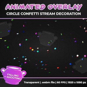 Animated Circle Confetti Stream Decoration Overlay, Confetti Shower and Cannon Transparent Animation, Instant Download, Twitch Youtube