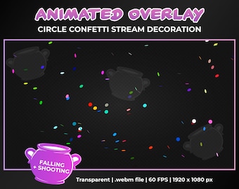 Animated Circle Confetti Stream Decoration Overlay, Confetti Shower and Cannon Transparent Animation, Instant Download, Twitch Youtube