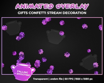 Animated Gift Confetti Stream Decoration Overlay, Confetti Shower and Cannon, Transparent Animation, Instant Download, Twitch, YouTube