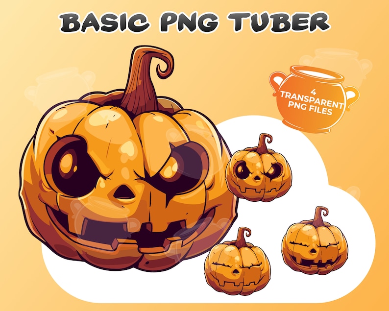 Basic Pngtuber Jack O Lantern, 4 Transparent Pngs, Animated Halloween ...