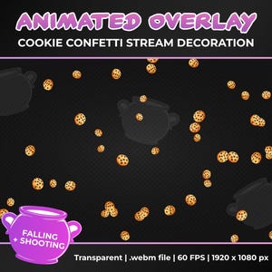 Animated Cookies Confetti Stream Decoration Overlay, Confetti Shower and Cannon, Transparent Animation, Instant Download, Twitch YouTube