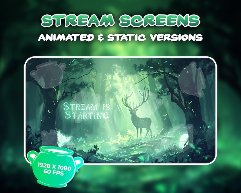 Animated Glowing Magical Forest Stream Screens, Streaming Scenes ...