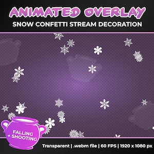 Animated Snowflakes Confetti Stream Decoration Overlay, Confetti Shower and Cannon Transparent Animation, Instant Download, Twitch, YouTube