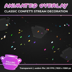 Classic Square Confetti Overlay | Animated Stream Decoration with Shower & Cannon, Transparent, Instant Download for Twitch and YouTube