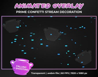 Animated Twitch Prime Confetti Stream Decoration Overlay, Confetti Shower and Cannon Transparent Animation, Instant Download, Twitch Youtube