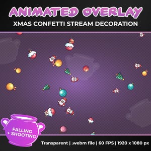 Animated Christmas Confetti Stream Decoration Overlay, Confetti Shower and Cannon Transparent Animation, Instant Download, Twitch, YouTube