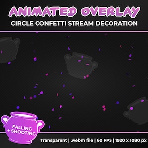 Animated Confetti Circles Stream Decoration Overlay, Confetti Shower and Cannon Transparent Animation, Instant Download, Twitch Youtube
