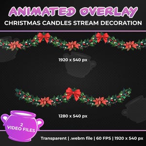 Animated Christmas Garland Stream Decoration Overlay, Christmas Lights Decor, Transparent Animation, Instant Download, Twitch YouTube Stream