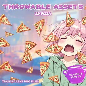 Wegwerppizzapunten | VTuber-items | Bundel van 12 x 2D-png-bestand | Transparant | Stroomdecoratie | Digitale download | T.I.T.S., KBonk enz.