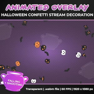 Animated Halloween Confetti Stream Decoration Overlay, Confetti Shower and Cannon Transparent Animation, Instant Download, Twitch, YouTube