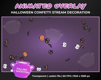 Animated Halloween Confetti Stream Decoration Overlay, Confetti Shower and Cannon Transparent Animation, Instant Download, Twitch, YouTube