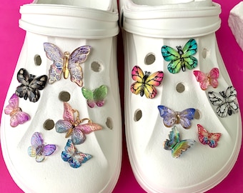 Amuletos de zapatos de mariposa para verano Zueco de playa y jardinería Girly Jibitz Lindo regalo de Jibitz para amigos Encanto a juego Clips de zapatos para sandalias