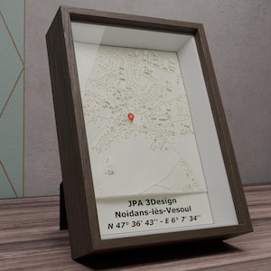 MEMENTO - Micro paysages 3D encadrés | cadre souvenir personnalisable | Ville 3D | Coordonnées géographiques | Cadeau anniversaire mariage