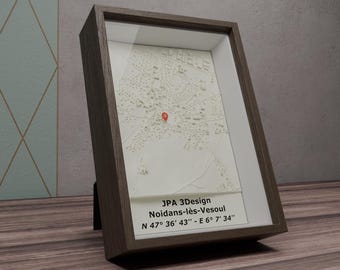 MEMENTO - Framed 3D micro landscape | customizable souvenir frame | 3D city | Geographic coordinates | Wedding anniversary gift | Valentine