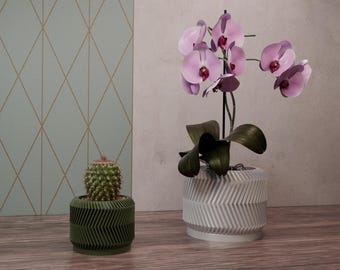 ZIGZAG - indoor flowerpot | planter | refined geometric pattern | minimalist contemporary design | flower pot for orchids, plam tree, ficus