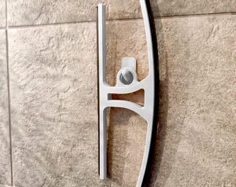 FLEXICLEAN – Abzieher für gebogenes Duschglas mit Wandhalterung | Viertelrund-Eckdusche | austauschbares Silikon/Gummi