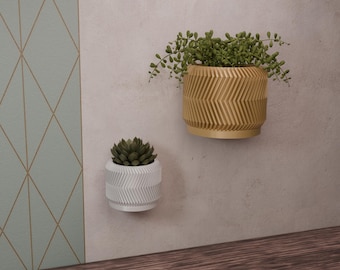 ZIGZAG - Wall attached flowerpot | planter | refined geometric pattern | minimalist design | flower pot for orchids, plam tree, ficus