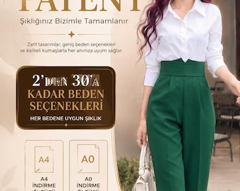 Elegant Wide Leg Pants Sewing Pattern | Digital PDF | Sizes 2–30 | A4 & A0 Print | Instant Download | Beral Pattern