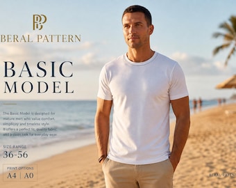 Men's Basic T-Shirt Pattern A0-A4 paper size|Men size US 36 to 56