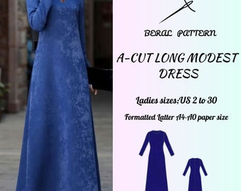 Bescheidenes Kleidermodell für besondere Anlässe/Bescheidenes elegantes Kleiderdesign/langes Kleid|A0 A4 US letzteres| US 2 bis 30