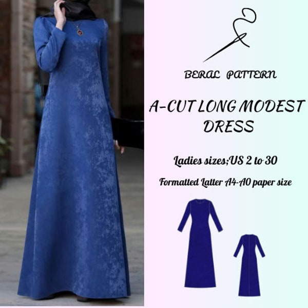 Modest special occasion dress model/ Modest elegant dress desing/long dress|A0 A4 US latter| US 2 to 30