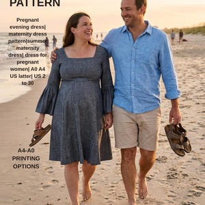 Pregnant evening dress| maternity dress pattern|summer maternity dress| dress for pregnant women| A0 A4 US latter| US 2 to 30