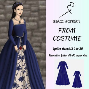 Puffy prom dress|Renaissance,medieval Dress|celtic Dress|Ankle dress|A0 A4 US latter| US 2 to 30