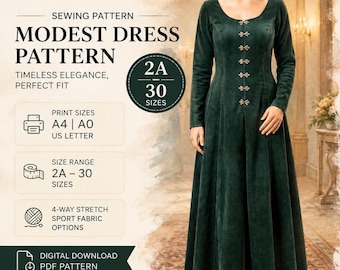 Dress model of the 1400s|Renaissance,medieval Dress|celtic Dress|A0 A4 US latter| US 2 to 30