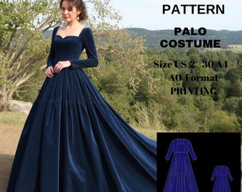 Puffy prom dress|Renaissance,medieval Dress|celtic Dress|Ankle dress|A0 A4 US latter| US 2 to 30