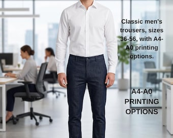 Classic men's trousers, sizes 36-56, with A4-A0 printing options.
