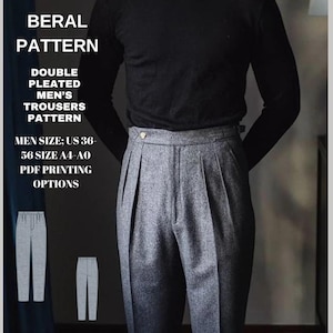 Pantalon homme pli double facile à coudre | formaté pour ce dernier format A0-A4|Taille homme US 36 à 56