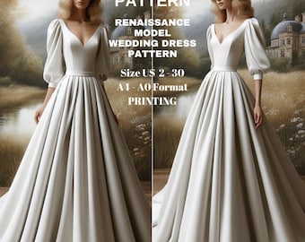 Long Evening Dress Sewing Pattern, v-neck dress pattern, Cocktail Dress, Prom Dress, Evening Dress Pattern,  A4 A0, US, XS-4XL