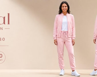 Women Tracksuit Sewing Pattern, Jacket & Jogger Set PDF, Loungewear Pattern, Sizes 2-30, A4 A0