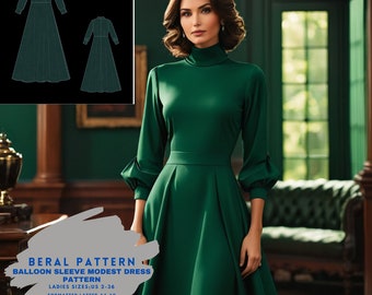 Bescheidenes Kleid Bischof Langarm Muster |A0 A4 Abendkleid Hijab | US 2 bis 30