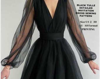 Elegant special occasion dress|midi dress|short sleeve|modest dress|  dress pattern|A0 A4 US latter| US 2 to 30