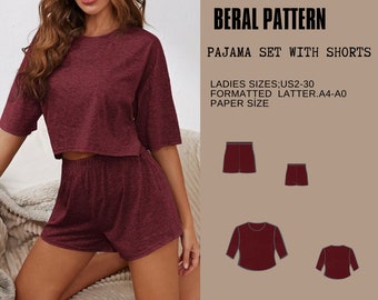Shorts pajama set pattern|summer shorts |pajama pattern|A0 A4 US latter| US 2 to 30