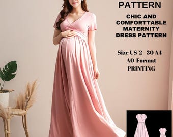 maternity dress pattern|summer maternity dress| dress for pregnant women| A0 A4 US latter| US 2 to 30